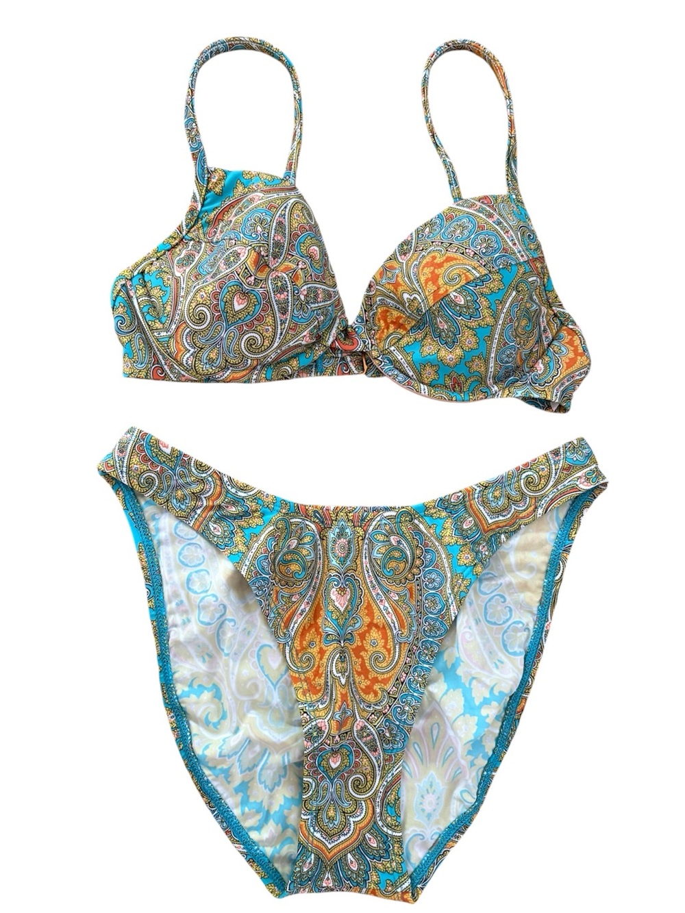 VTG Y2K Victoria’s Secret RARE paisley underwire bikini NEW high leg swimsuit